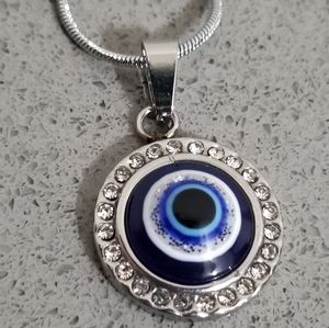 Turkish Stylish Crystal Evil Eye  Necklace Blue Eyes Amulet Protection Pendant